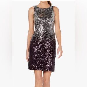 Calvin Klein Size 6 Purple Ombré Sequin Dress